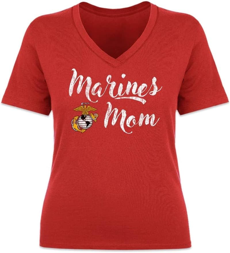 Proud Marine Corps Mom V-Neck T-Shirt