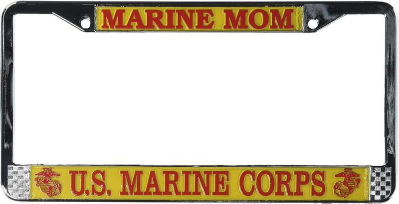 US Marine Corps Chrome License Plate Frame for Marine Moms