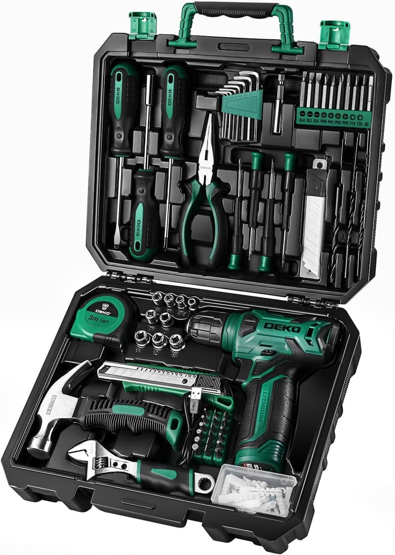 8V Green Cordless Drill Set - 126-Piece Home Tool Kit for Women