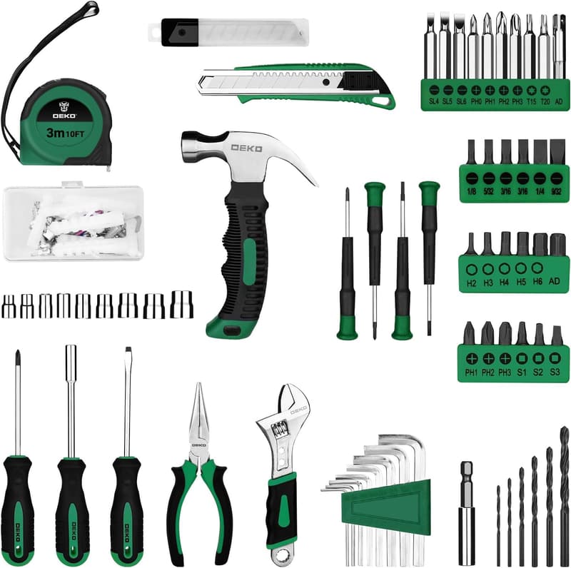 8V Green Cordless Drill Set - 126-Piece Home Tool Kit for Women