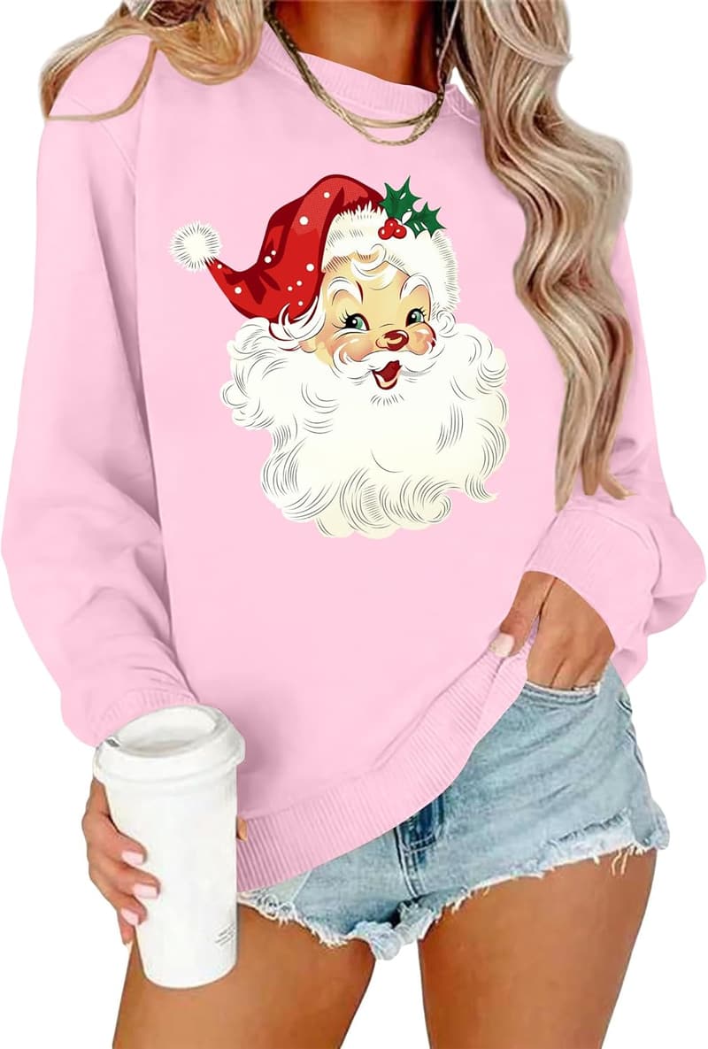 Christmas Retro Santa Claus Sweatshirt for Women