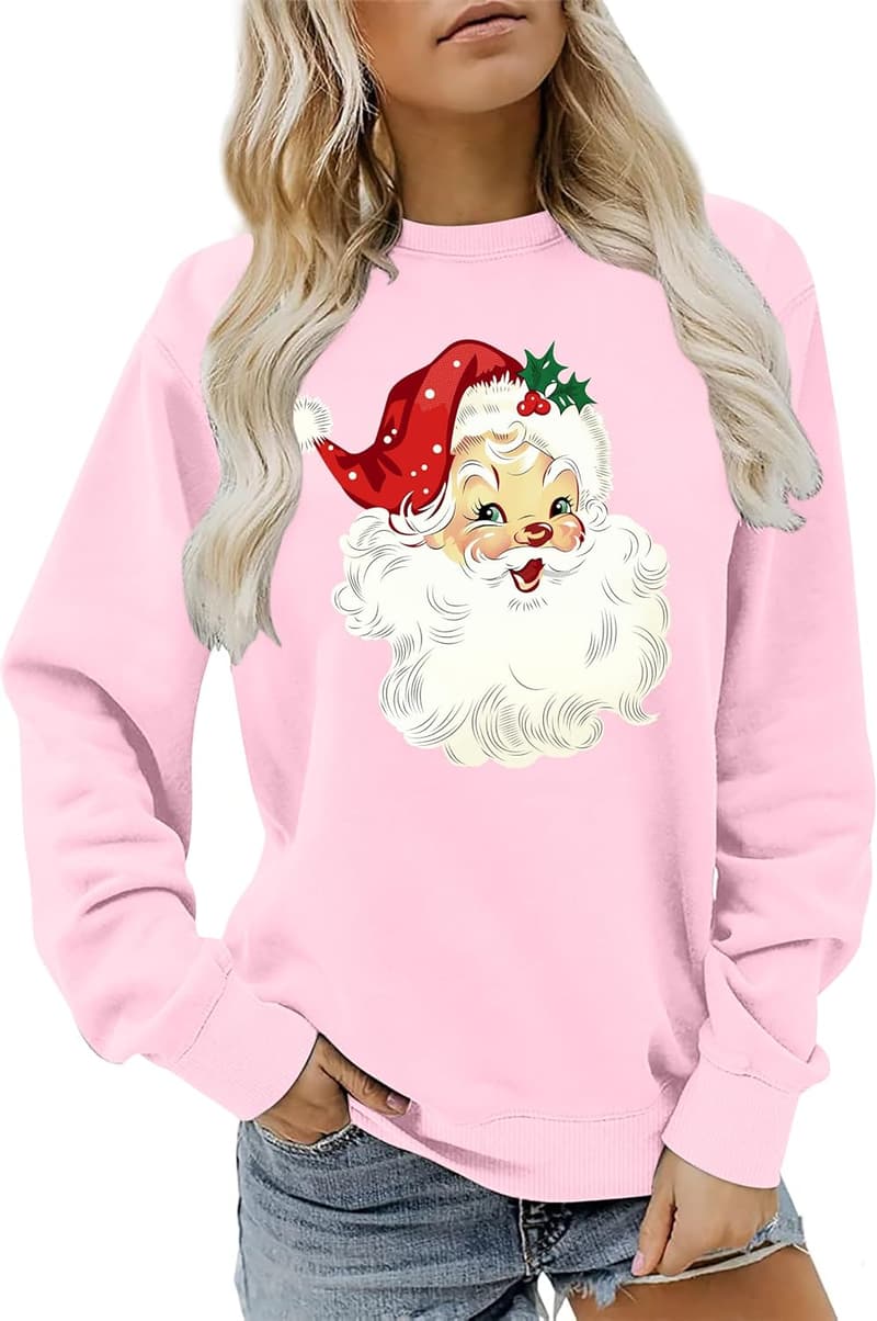 Christmas Retro Santa Claus Sweatshirt for Women