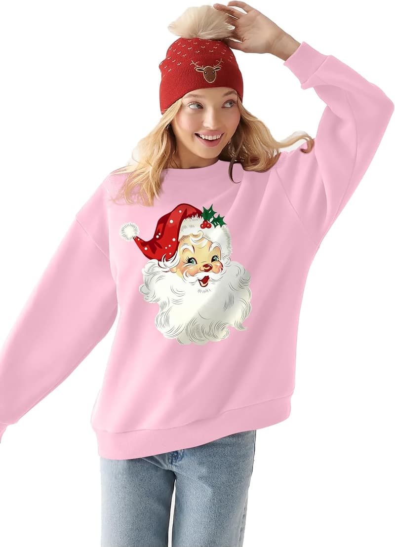 Christmas Retro Santa Claus Sweatshirt for Women
