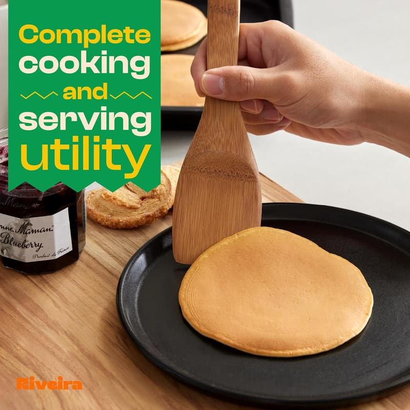Premium Dark Bamboo Cooking Spoon Set - 6-Piece Kitchen Utensils