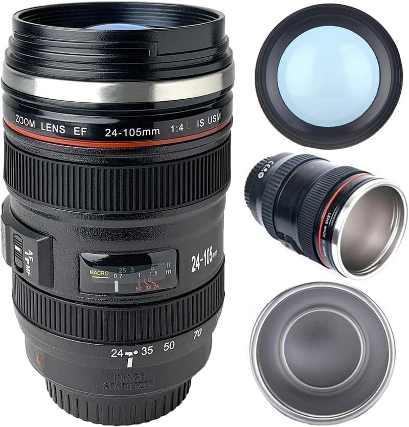 Photographers' Gift: Stainless Steel Camera Lens Coffee Mug