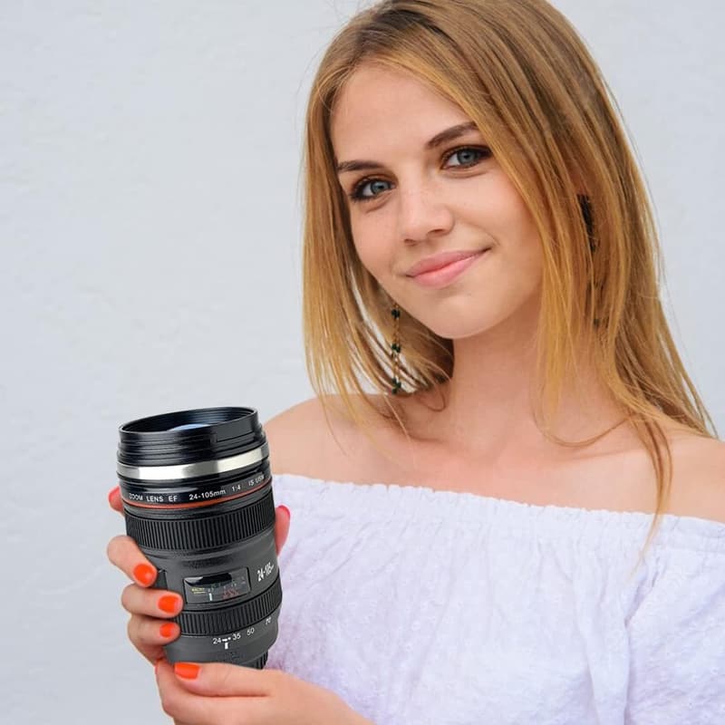 Photographers' Gift: Stainless Steel Camera Lens Coffee Mug
