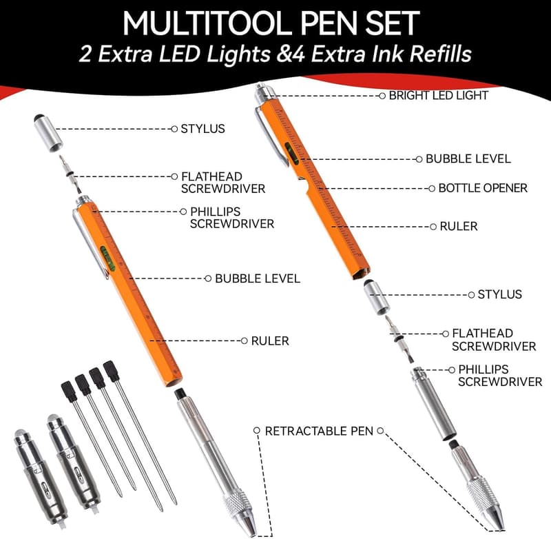 Multitool Pen with LED Light for Men's Birthdays