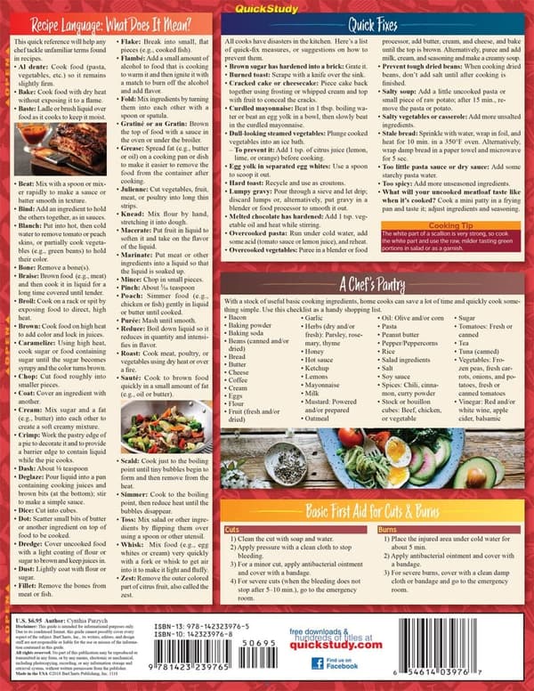 QuickStudy Laminated Reference Guide for Chefs