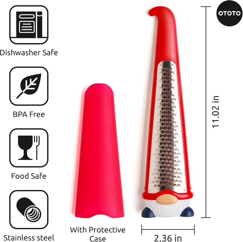 Cute Gnome Zester Grater for Kitchen - Unique Parmesan & Garlic Tool