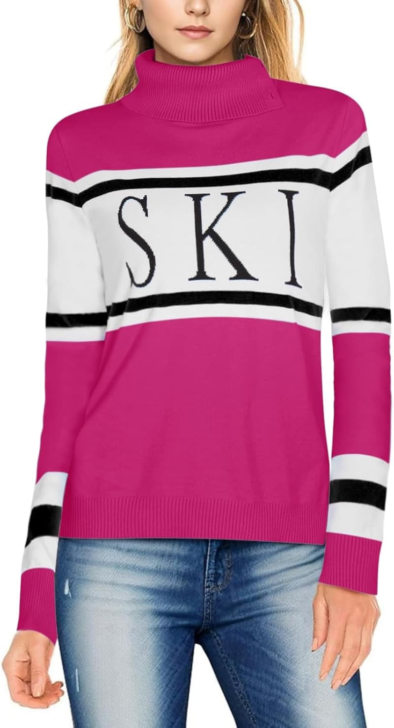 2025 Spring Women's Colorblock Turtleneck Sweater