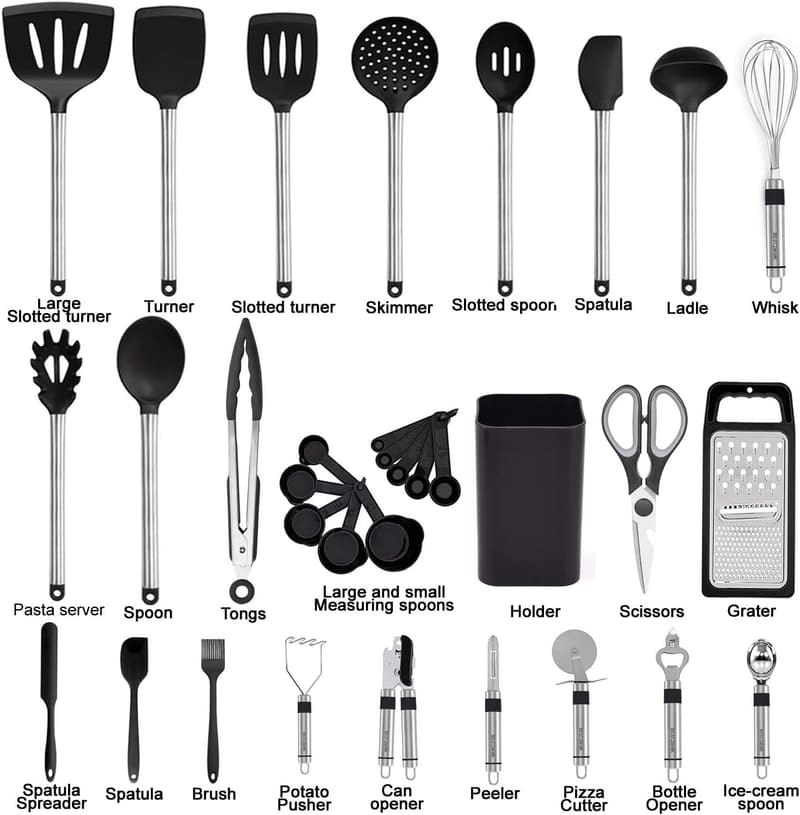 Silicone Cooking Utensil Set for Nonstick Cookware - 33 Pieces