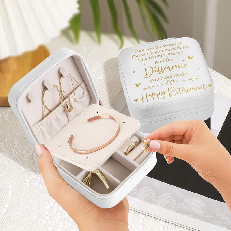 Retirement Jewelry Case Organizer for Women with Mirror