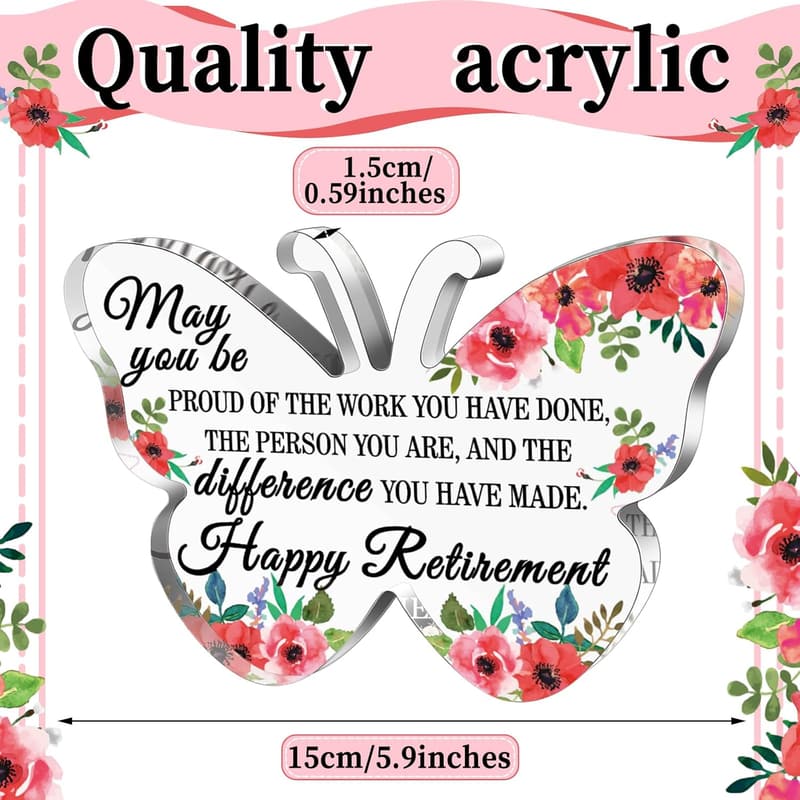 Retirement Keepsake Plaque for Teachers & Nurses - Butterfly Design