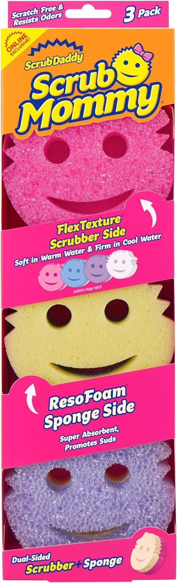 Scrub Daddy Dual-Sided Cleaning Sponges - Multi-Surface, 3 Count