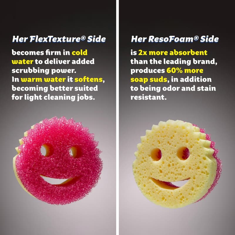 Scrub Daddy Dual-Sided Cleaning Sponges - Multi-Surface, 3 Count