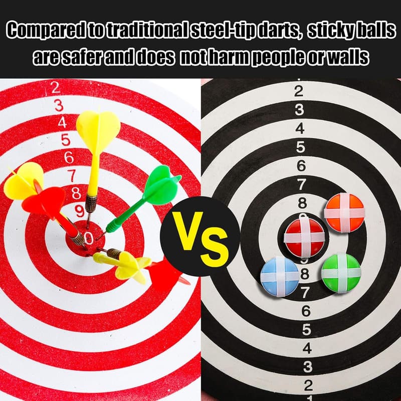 Sticky Balls for Dart Board - 30 Pack with Storage Bag - Safe for Indoor/Outdoor Games
