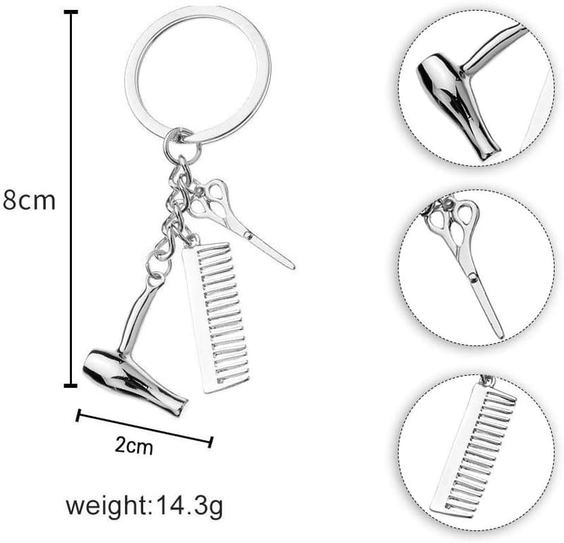 Hair Stylist Graduation Gift Keychain – Hair Dryer & Scissors Charm