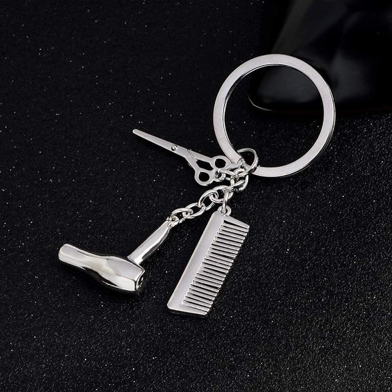 Hair Stylist Graduation Gift Keychain – Hair Dryer & Scissors Charm