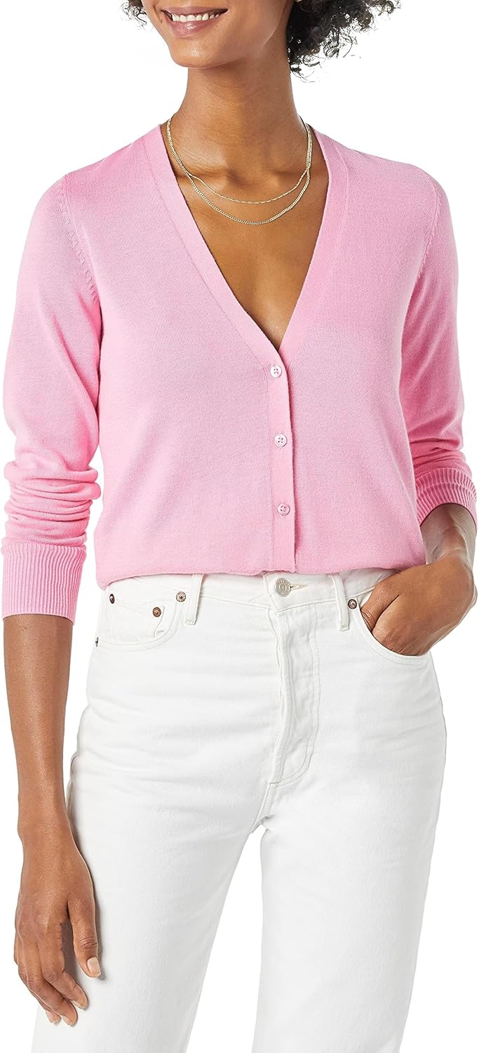 Lightweight V-Neck Cardigan Sweater for Women (Plus Size Available)
