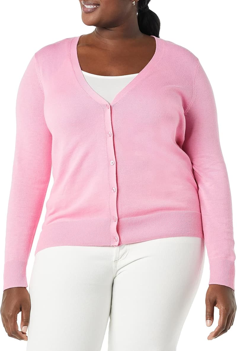 Lightweight V-Neck Cardigan Sweater for Women (Plus Size Available)