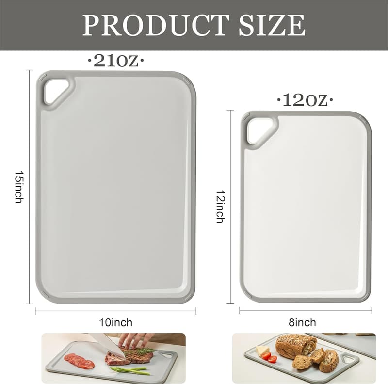 Durable BPA-Free Cutting Board Set - 2 Reversible Boards