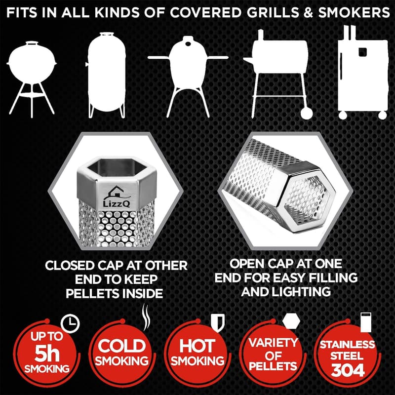 Premium 12-Inch Pellet Smoker Tube with Basting Brush & eBook