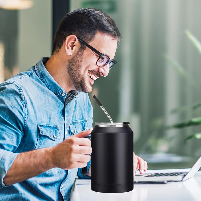 32 oz Insulated Coffee Mug with Handle & Straw Lid