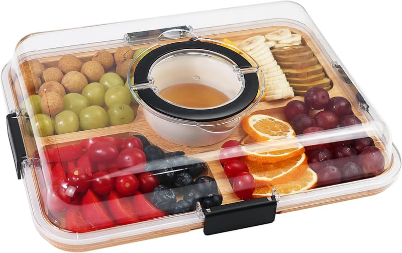 Portable Charcuterie Board with Clear Lid - Perfect Housewarming Gift