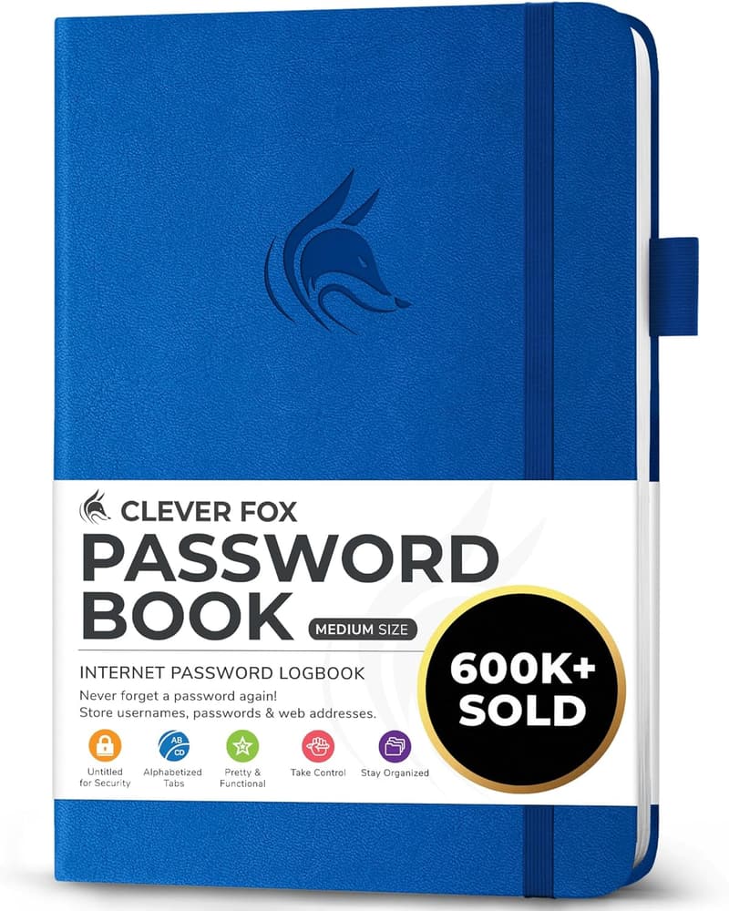 Royal Blue Password Book Organizer with Alphabetical Tabs