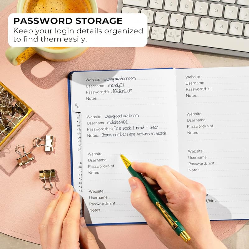 Royal Blue Password Book Organizer with Alphabetical Tabs