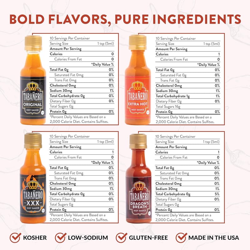Hot Sauce Gift Box - 4-Pack Mini Variety, Gluten Free & Vegan