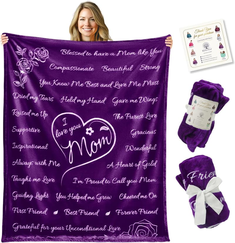 Cozy Purple Blanket for Mom's Birthday or Mother's Day