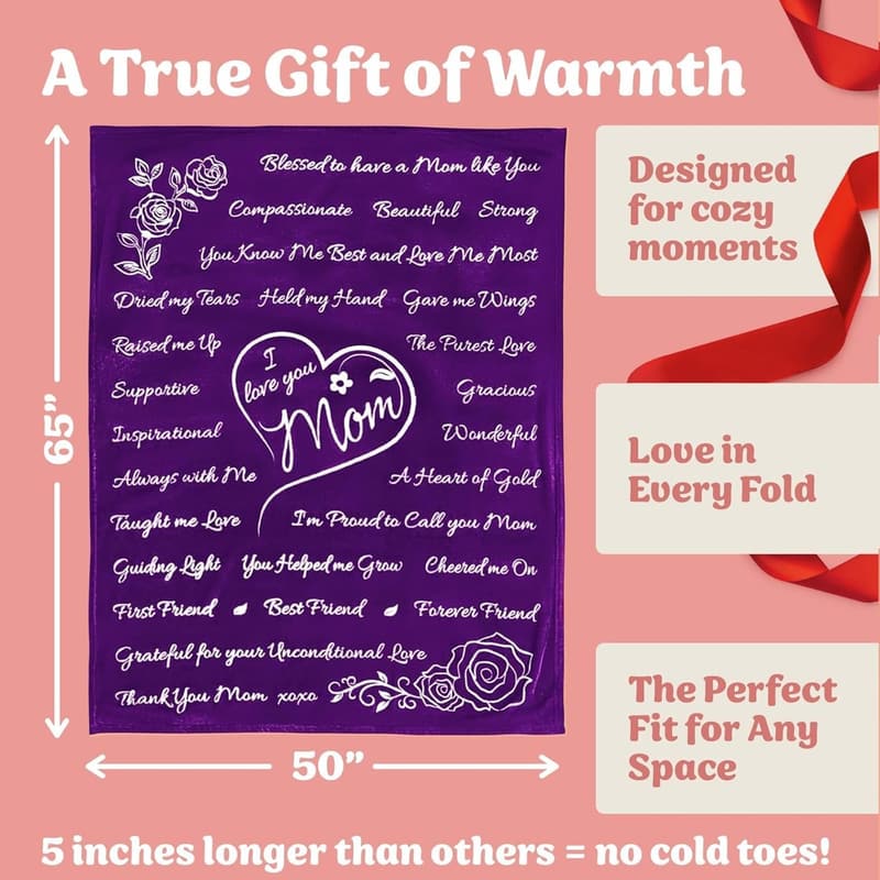 Cozy Purple Blanket for Mom's Birthday or Mother's Day