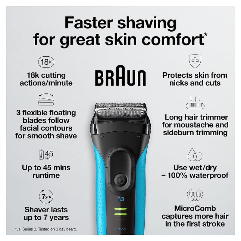 Braun Men's Rechargeable Electric Razor with Precision Trimmer