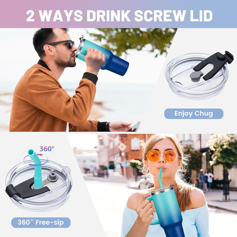 40 oz Insulated Travel Mug with Handle and Spill Proof Lid