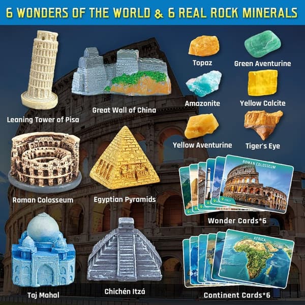 Wonders of the World Dig Kit with Figurines & Learning Cards