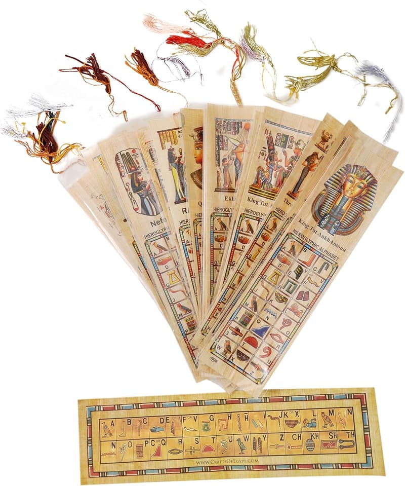 Educational Egyptian Papyrus Paper Bookmark Set of 10