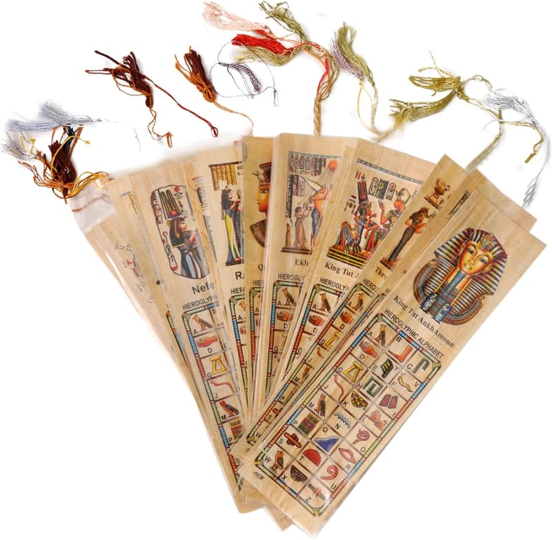 Educational Egyptian Papyrus Paper Bookmark Set of 10