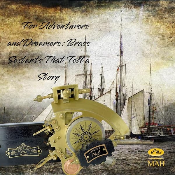 Father's Day Brass Sextant in Vintage Hardwood Box