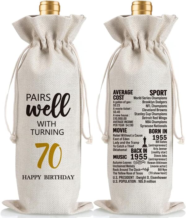 70th Birthday Wine Bag Gift for Him and Her