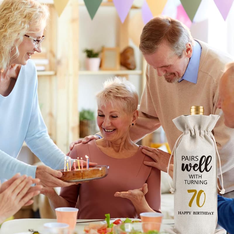 70th Birthday Wine Bag Gift for Him and Her