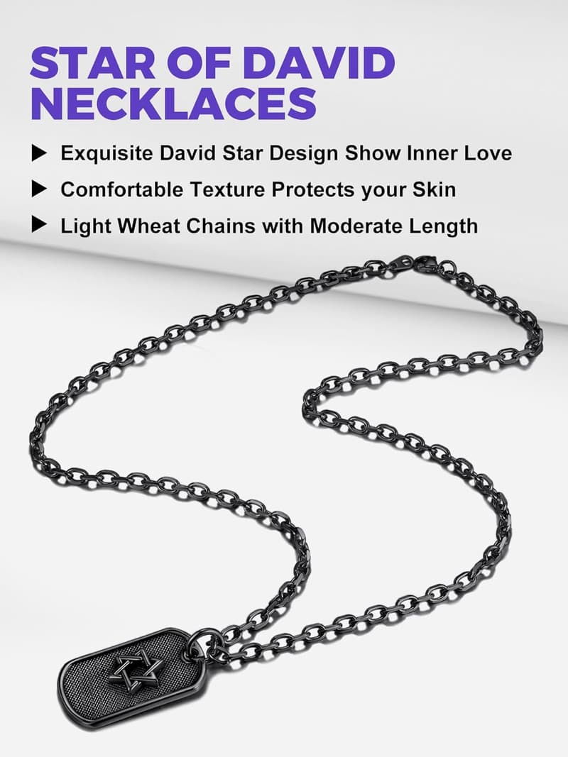 Star of David Pendant Necklace in Stainless Steel/18K Gold for Women and Men
