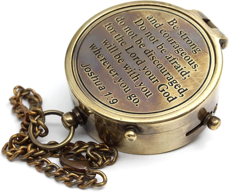 Baptism Gift: Antique Nautical Compass with Engraved Scripture