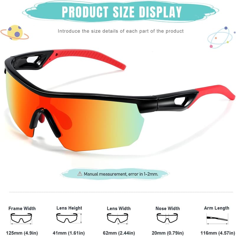Polarized Kids Baseball Sunglasses - Lightweight UV400 Shades