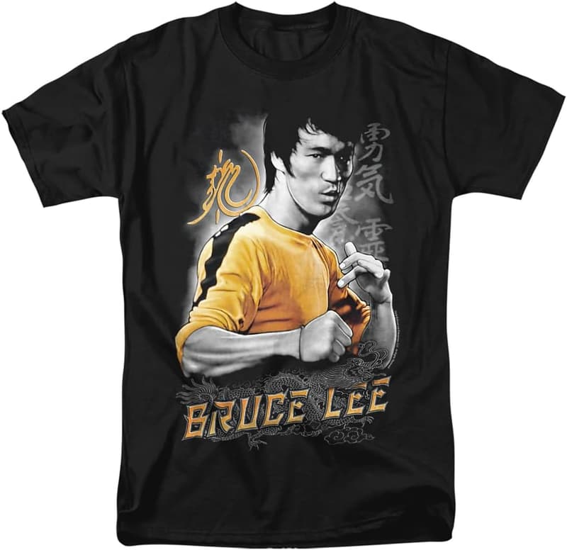 Bruce Lee Men's Black Yellow Dragon T-Shirt