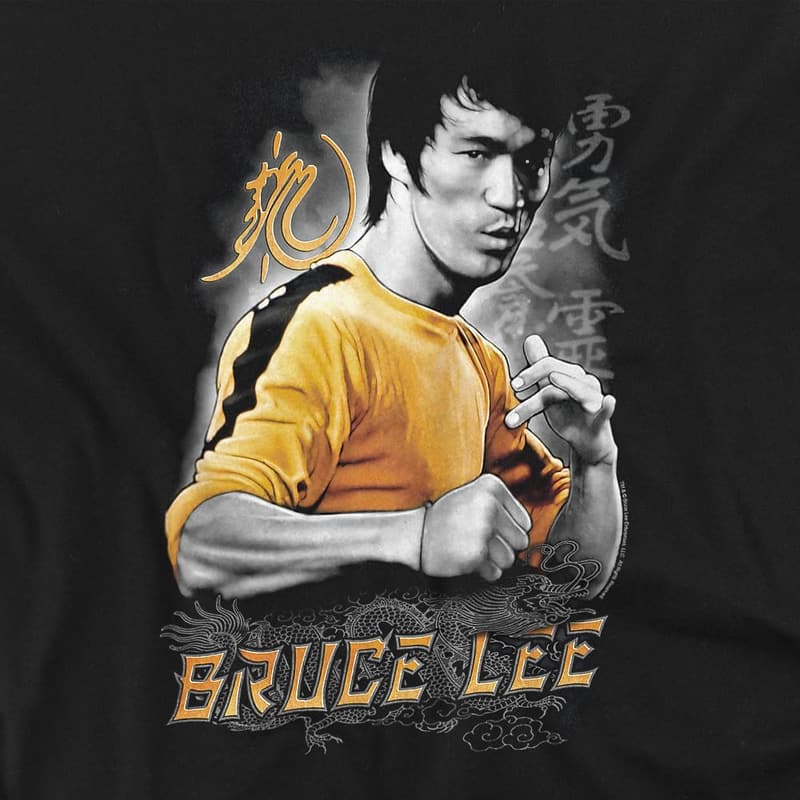 Bruce Lee Men's Black Yellow Dragon T-Shirt