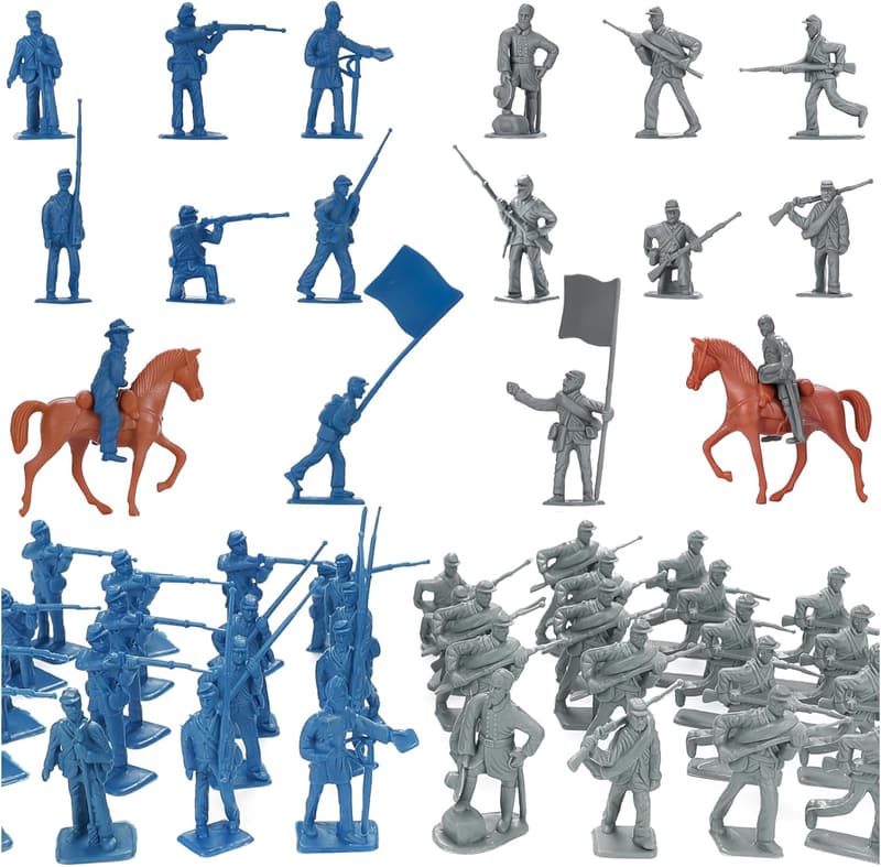 Civil War Army Men Set (42 pcs) - Plastic Action Figures for Dioramas