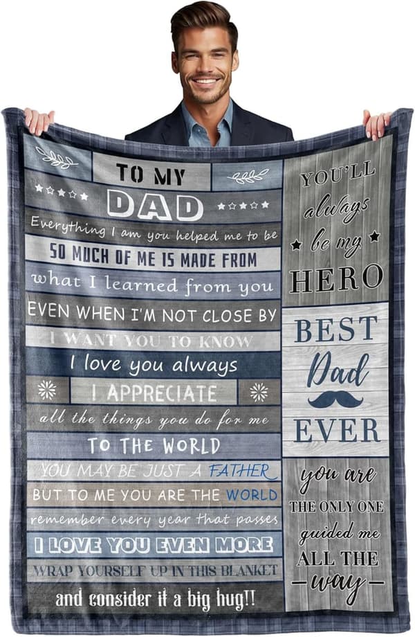 Inspirational Fleece Throw Blanket for Dad's Birthday