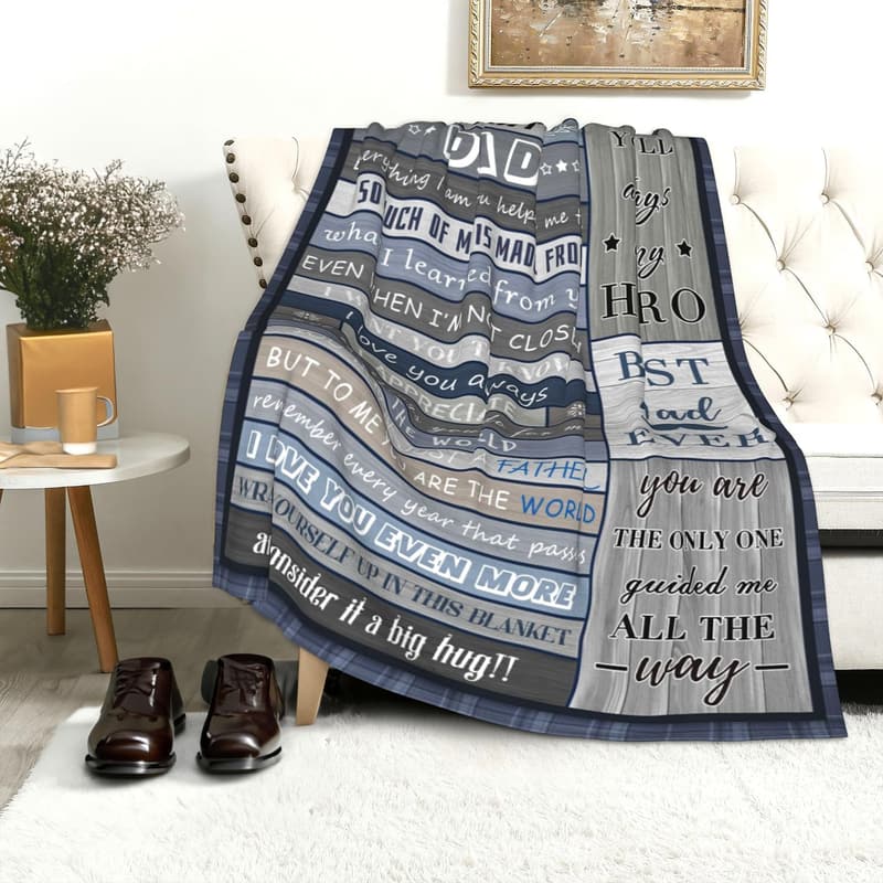 Inspirational Fleece Throw Blanket for Dad's Birthday
