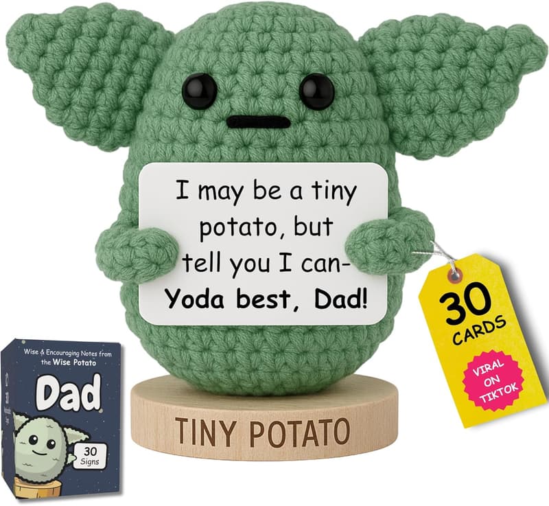 Fathers Day Handmade Baby Yoda Crochet Gift for Dad